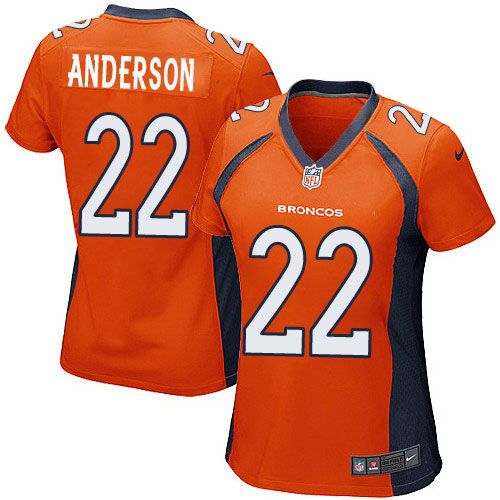 Nike Broncos #22 C.J. Anderson Orange Team Color Women's Stitched NFL New Elite Jersey